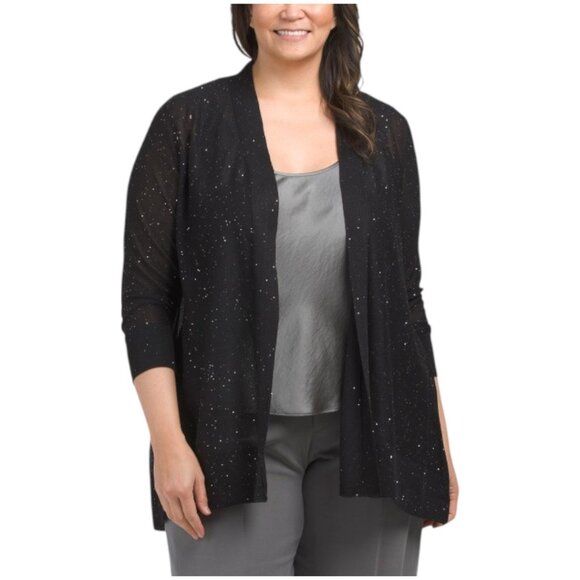 Kasper Sweaters - KASPER Plus Sequin Open Front Cardigan